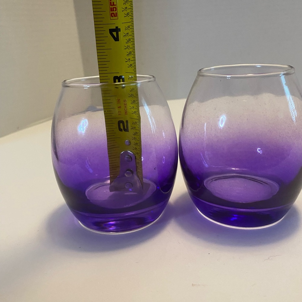 Amethyst Purple Glass Votive Tea Light Candle Holders Mid-Century Set Of 2 - Picture 9 of 10